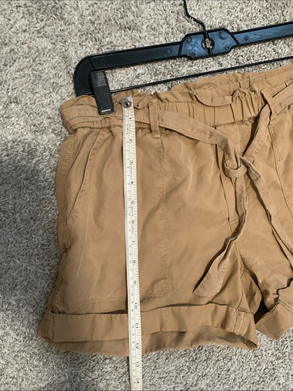 Aerie Tan Tie-Waist Lyocell High Waisted Cuffed Relaxed Shorts - Picture 6 of 10